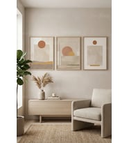 Modern Minimalist Doğal Tonlar 3’lü Ahşap Çerçeveli Tablo Seti