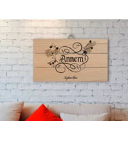 BK Gift Kişiye Özel Kaligrafi Annem Tasarımlı Otantik Ahşap Palet Tablo-1