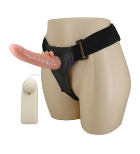 Lilitu Shop 20 cm Belden Bağlamalı Oynar Başlı Titreşimli İçi Dolu Strapon Penis