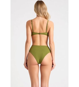 Kadın Bikini Takımı Straplez Kaplı Yüksek Bel Slip Aksesuar Detaylı Örme Kumaş Düz Desen Kolsuz
