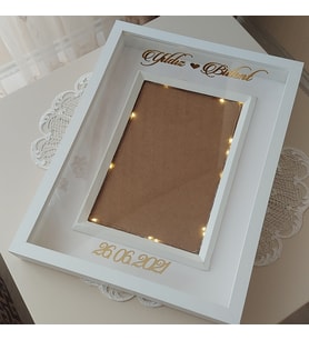 30x40 Cm Ledli Yeni Trend Tasarım Anı Çerçevesi! Beyaz Gül Kutusu!