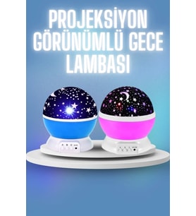 Renkli Yıldızlı Gökyüzü Projeksiyon Gece Lambası Pilli Ve Usb Kablolu