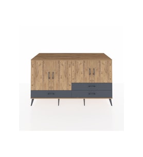Kronos Konsol 5 Raflı 3 Çekmeceli 4 Kapaklı 176x59x99 Çam-Çam/Antrasit