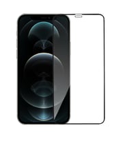 iPhone 12 Pro Max Uyumlu Toz Filtreli HD Temperli Cam Ekran Koruyucu (Siyah)