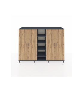 Hyperion Dolap 12 Raflı 4 Kapaklı 220x44x163 Antrasit-Çam/Antrasit