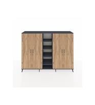 Hyperion Dolap 12 Raflı 4 Kapaklı 220x44x163 Antrasit-Çam/Antrasit