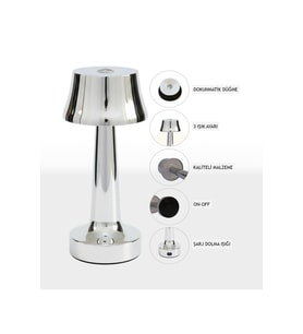 Modern Şarjlı Metal Masa Lambası ile Şık ve Pratik Aydınlatma (Krem)