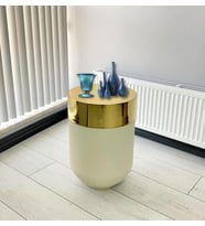 Dekoratif Gold Darbuka Beyaz Sehpa 60cm