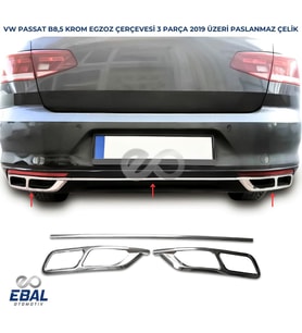 VW Passat 3C B8,5 Krom Egzoz Çerçevesi 3 prç. 2019 P.ÇELİK