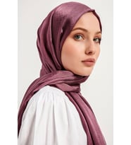 Şaless Tesettür Kadın Janjanlı Krinkıl Abiye Şal-siyah- 70x190cm (Gül Kurusu)