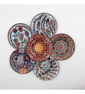 6'lı Dekoratif Mandala Desenli Metal Bardak Altlığı Seti