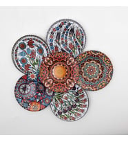 6'lı Dekoratif Mandala Desenli Metal Bardak Altlığı Seti