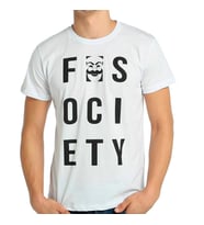 Bant Giyim - Mr. Robot FSociety Beyaz Erkek T-shirt Tişört