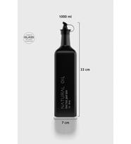 Renga Urla Yazı Desenli 1000 ml Cam Yağlık 152075 Mat Siyah