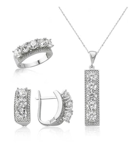 Gümüş 5 Taş Bayan Set (Standart)