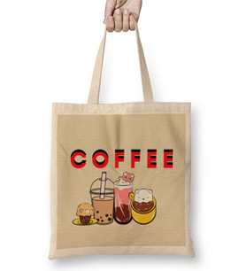CAT Funny Coffee Drinks Art Lover Gift Quote - Vntage Retro Rainbow Style Bez Çanta Uzun Saplı
