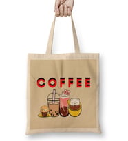 CAT Funny Coffee Drinks Art Lover Gift Quote - Vntage Retro Rainbow Style Bez Çanta Uzun Saplı