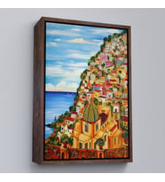 Çerçeveli Roberto Gagliardi'nin Positano İsimli Tablosu (Kahverengi)