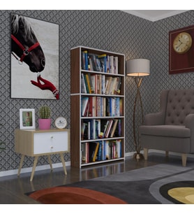Kenzlife kitaplık süper ga 150*80*19 cvz 5 katlı tek bölme çift bölme opsiyonlu ofis mutfak banyo dolabı arkalıksız (Karışık)