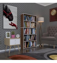 Kenzlife kitaplık süper ga 150*80*19 cvz 5 katlı tek bölme çift bölme opsiyonlu ofis mutfak banyo dolabı arkalıksız (Karışık)