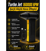 Turbo Jet 160000 RPM Taşınabilir Şarjlı Hava Üfleyici 2x5000 mAh Bataryalı Mini Fan