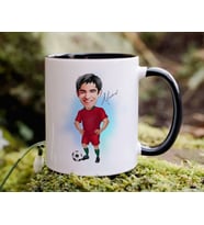 Bk Gift Kişiye Özel Futbolcu Karikatürlü Siyah Kupa Bardak-12, Sevgiliye Hediye, Arkadaşa Hediye