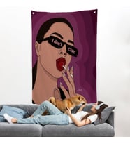 I Don't Care - Umrumda Değil Yazan Pop Art Kadın Duvar Örtüsü-7681