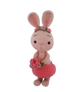 Tavşan Sunny ve Çiçeği Amigurumi Organik Oyuncak