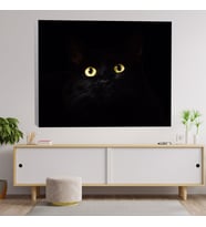 Yakın Çekim Siyah Kedi Dekoratif Kanvas Tablo 