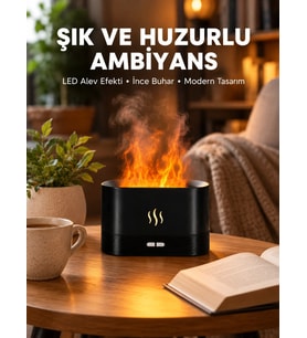 LED Işıklı Buhar Makinesi Alev Efektli Kumandalı Oda Nemlendirici Yeni Nesil