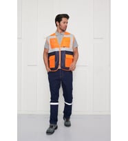 Orange Safety Mühendis Tipi İkaz Yeleği Turuncu-Lacivert