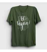 Presmono Unisex Beyaz Go Vegan Vegetarian Vejetaryen T-Shirt 542713tt (Haki)