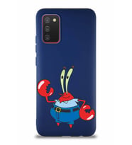 Samsung Galaxy A02S Soft Premier Kapak Bay Yengeç Tasarımlı Silikon Kılıf - Lacivert (Şeffaf)