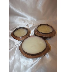 Hindistan Cevizi Saksı Mum 3 lü set (Bej - Kahverengi)