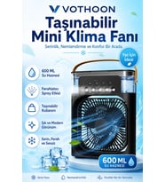 Taşınabilir Işıklı 5 Spreyli Vantilatör Buzlu Buharlı Vantilatör Mini Fan Nemlendirici Buharlı 600