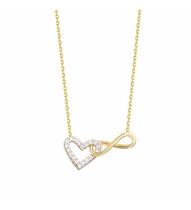Kalp Sonsuzluk Altın Kolye 14K Gold