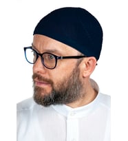 Baba Günü Hediyesi - Gold Lüks Dantel Örme Namaz Takkesi Lacivert 1 Adet