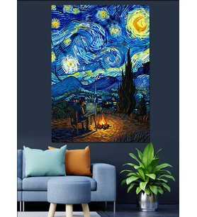 Van Gogh Yıldızlı Gece Tablosu Dekoratif Kanvas - Mdf Ahşap Tablo