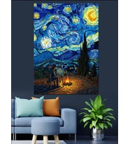 Van Gogh Yıldızlı Gece Tablosu Dekoratif Kanvas - Mdf Ahşap Tablo
