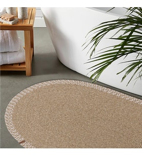 Koza Home Cesta El Yapımı Pamuklu Natural Bej Jüt Hasır Dekoratif Kilim 9036