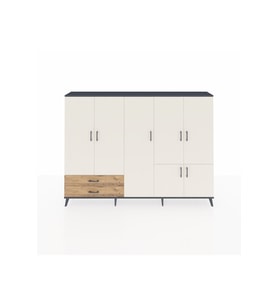 Arges Dolap 12 Raflı 2 Çekmeceli 7 Kapaklı 220x30x163 Antrasit-Aytaşı/Çam