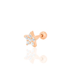 Gümüş rose zirkon taşlı yıldız Tragus helix Piercing küpe SGTL12422ROSE