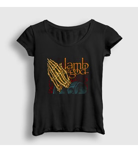 Presmono Kadın Siyah Pray Lamb Of God T-Shirt 94558tt