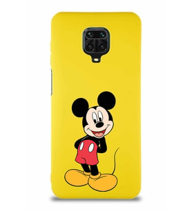 Xiaomi Redmi Note 9S Soft Premier Kapak Mickey Mouse-B Tasarımlı Silikon Kılıf - Sarı (Şeffaf)
