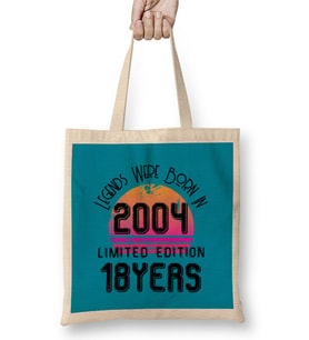 2004 Birthday Gift - Made, Born in 2004 Gift - 18 Year Old Birthday Gift Vintage Style Bez Çanta Uzun Saplı