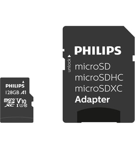 Speed microSDXC Card 128 GB + SD adaptörü UHS-I U1, okuma hızı 80 MB/sn'ye kadar, A1 hızlı uygulama performansı, V10, akıllı telefonlar, tablet, bilgisayar, kart okuyucu, Full HD video