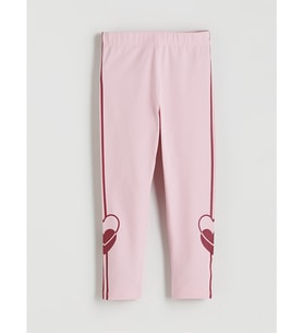 LCW Kids Pembe Beli Lastikli Kalp Baskılı Kız Çocuk Tayt
