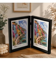 Siyah İkili Katlanır Fotoğraf Çerçevesi 15x21 cm