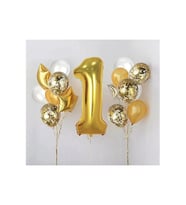 1 Yaş Gold Folyo Balon Şeffaf Balon Seti Doğum Günü Parti Seti M21
