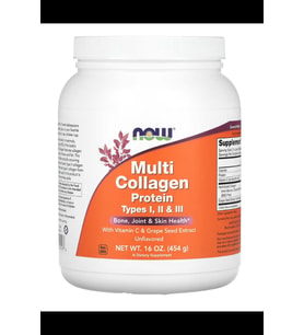 NOW Foods, Multi Collagen Protein, Type I, II & III, Unflavored, 16 oz (454 g) Made ın Usa (Renksiz)